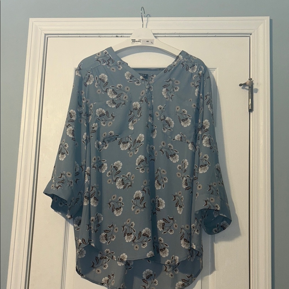 Torrid Blue Floral Blouse